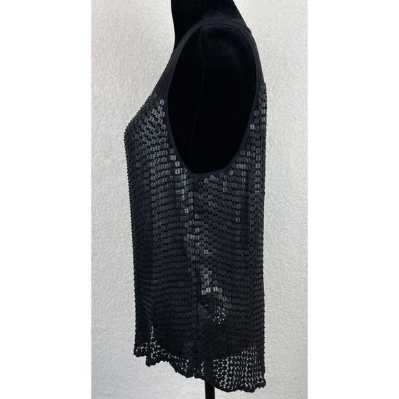 PARKER • Black Carson Combo Silk Chiffon Sequin Embellished Tank Top - Picture 10 of 16